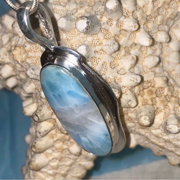Caribbean Larimar natural gemstone statement Pendant - Picture 3 of 11